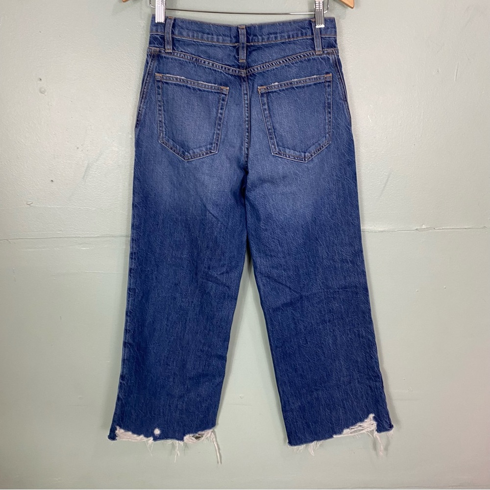 FRAME Beluga Modern Chew Distressed Wide Cropped Denim Jeans Size 26 - Picture 5 of 6